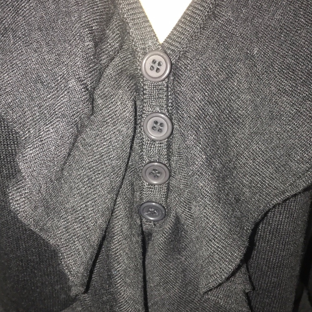 Calvin Klein Charcoal Ruffled Knit Sweater Dress L - Picture 2 of 8